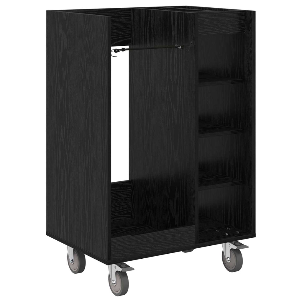 vidaXL Szafka golfowa z kołem Gładki Czarny Dąb 65 x 45 x 98 cm