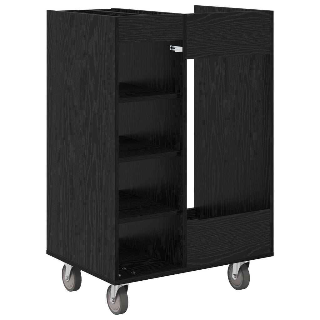 vidaXL Szafka golfowa z kołem Gładki Czarny Dąb 65 x 45 x 98 cm