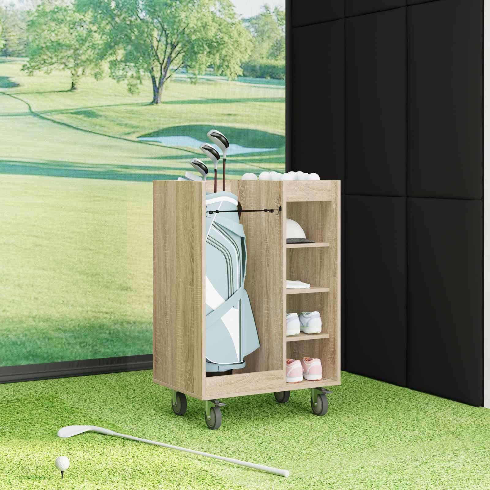 vidaXL Szafka golfowa z kołem Gładki Dąb Sonoma 65 x 45 x 98 cm