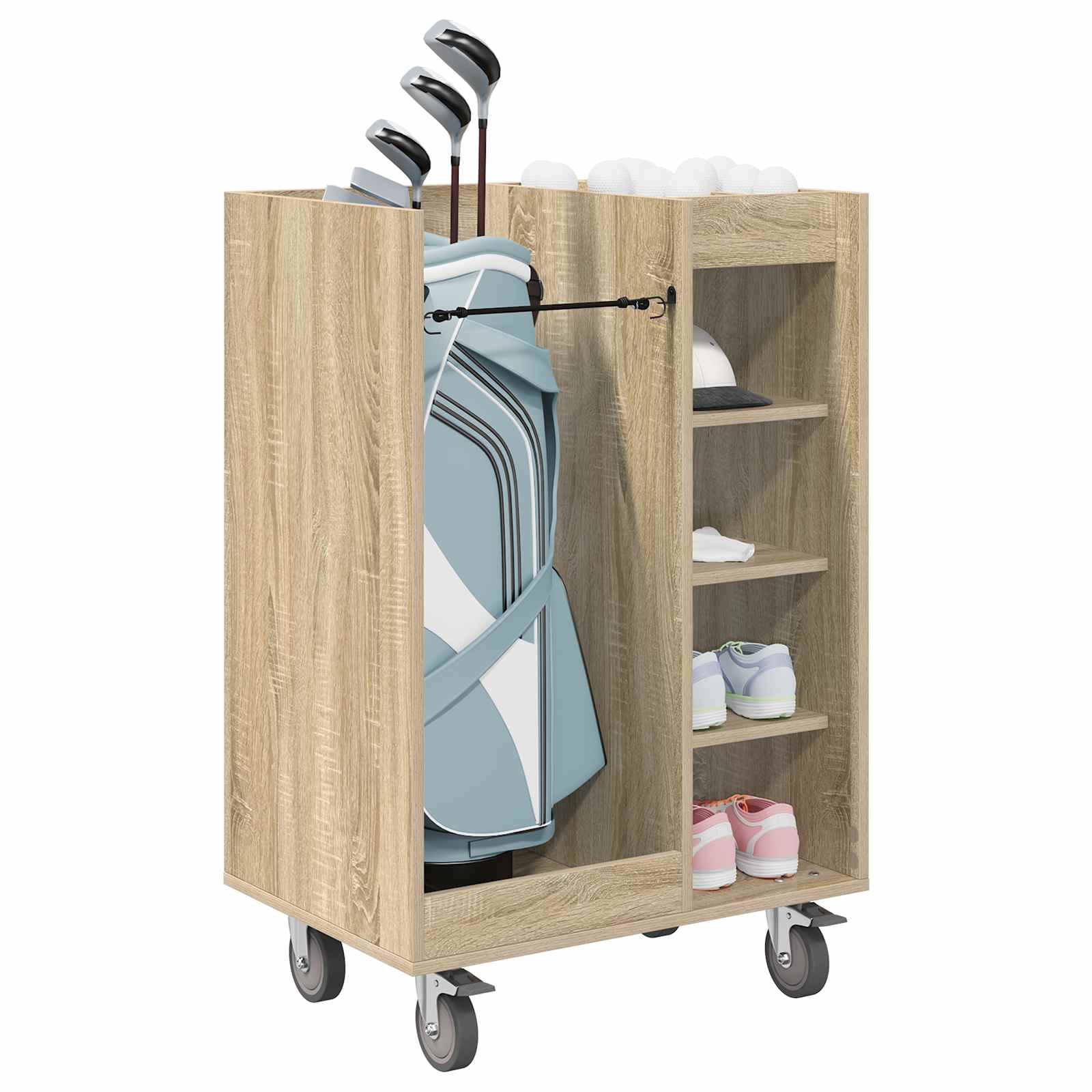 vidaXL Szafka golfowa z kołem Gładki Dąb Sonoma 65 x 45 x 98 cm