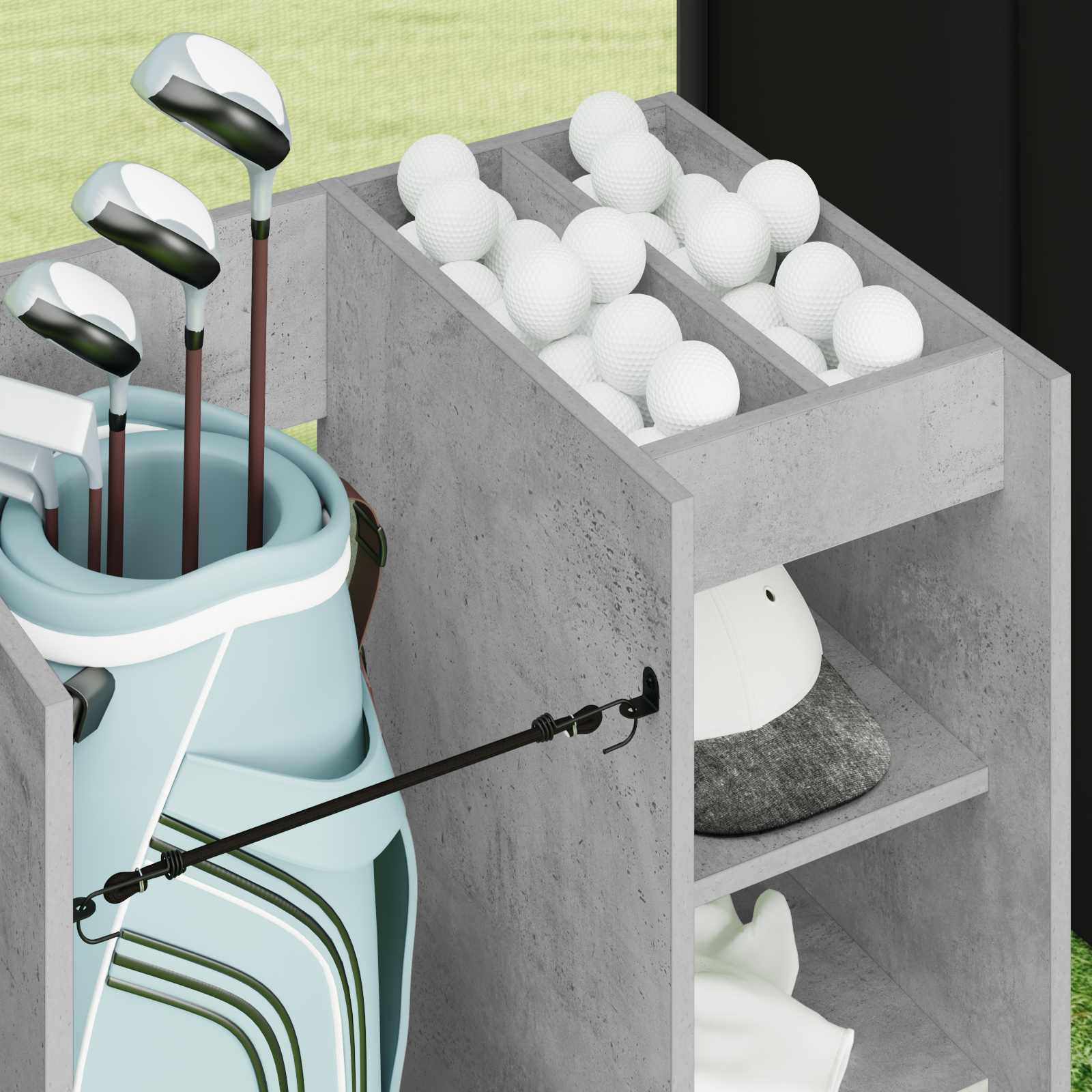 vidaXL Szafka golfowa z kołem Gładki Betonowy szary 65 x 45 x 98 cm