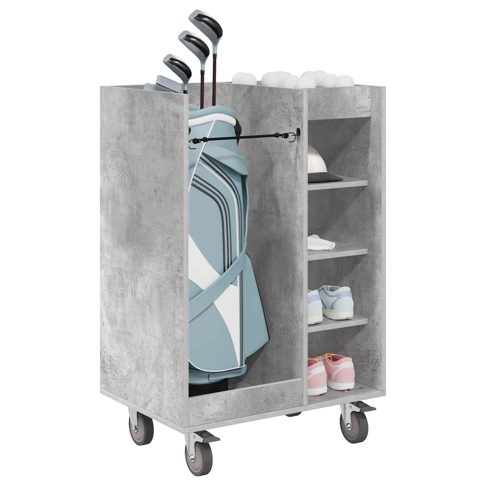 vidaXL Szafka golfowa z kołem Gładki Betonowy szary 65 x 45 x 98 cm