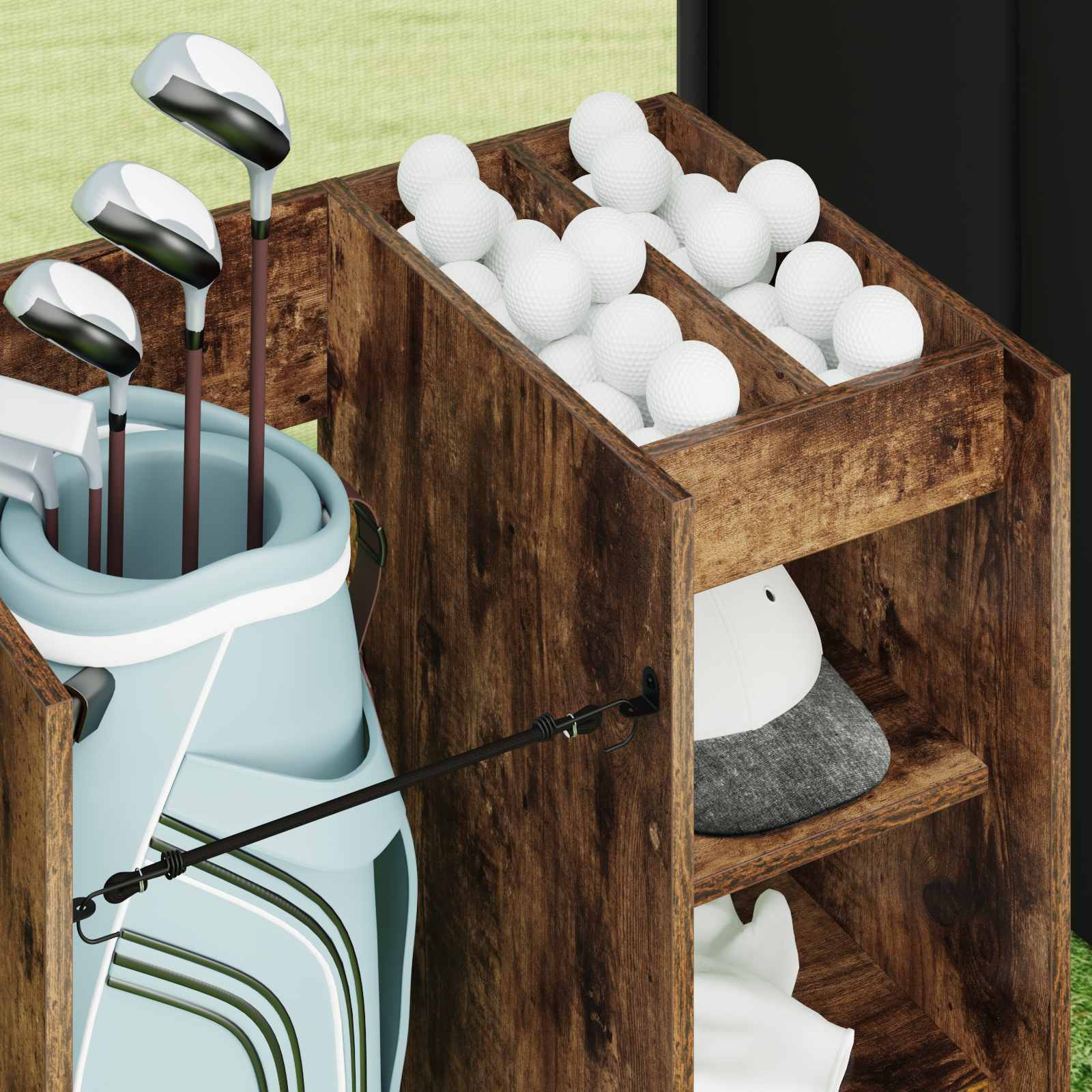 vidaXL Szafka golfowa z kołem Gładki Dąb wędzony 65 x 45 x 98 cm