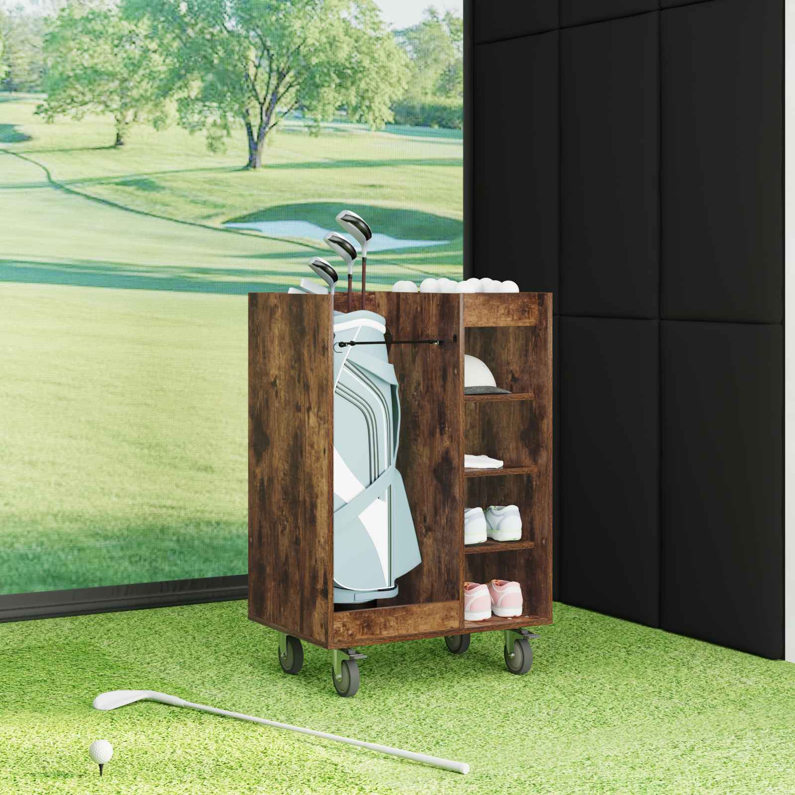 vidaXL Szafka golfowa z kołem Gładki Dąb wędzony 65 x 45 x 98 cm
