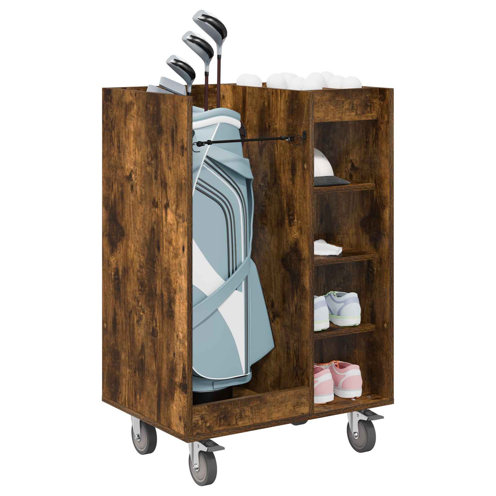 vidaXL Szafka golfowa z kołem Gładki Dąb wędzony 65 x 45 x 98 cm