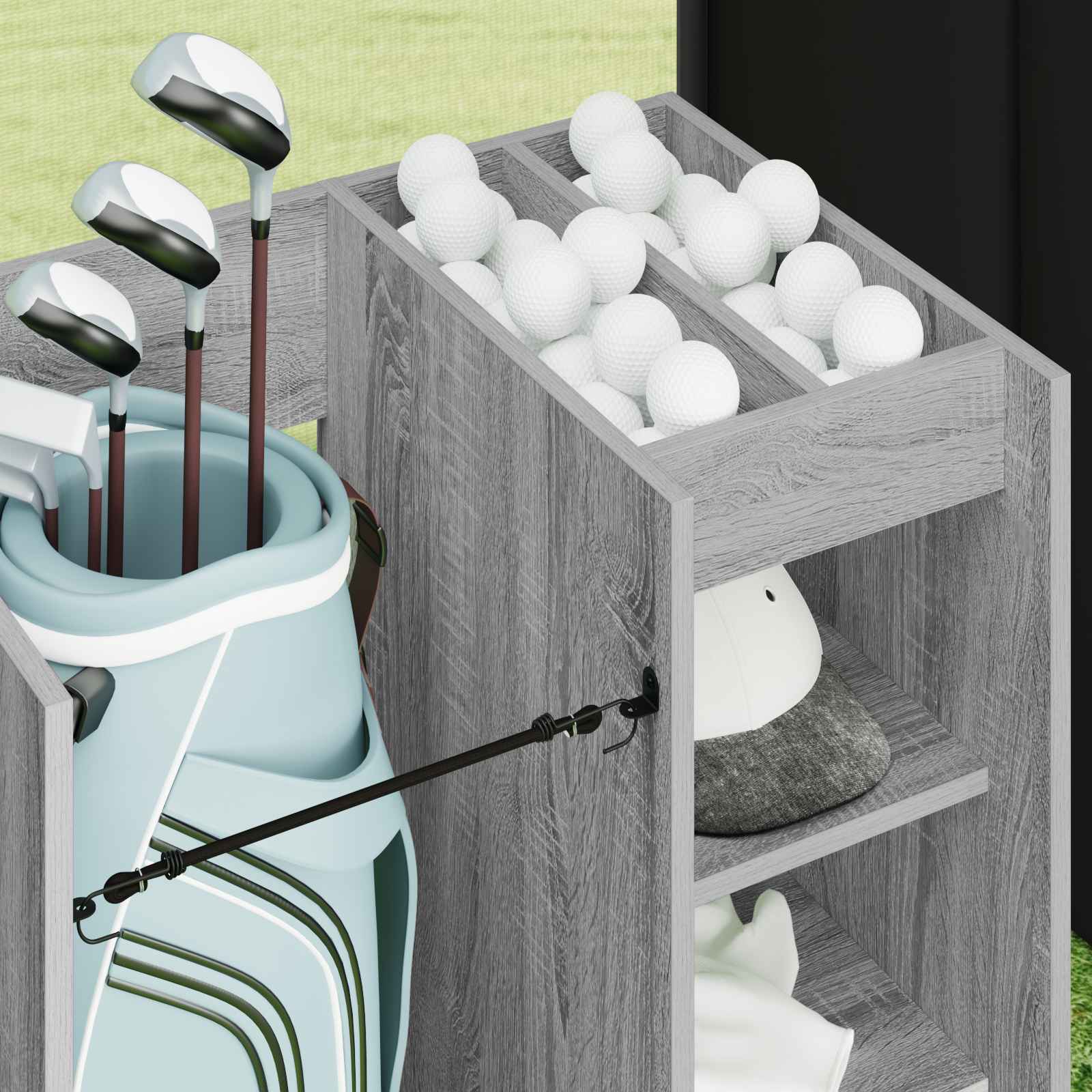 vidaXL Szafka golfowa z kołem Gładki Szary Sonoma 65 x 45 x 98 cm