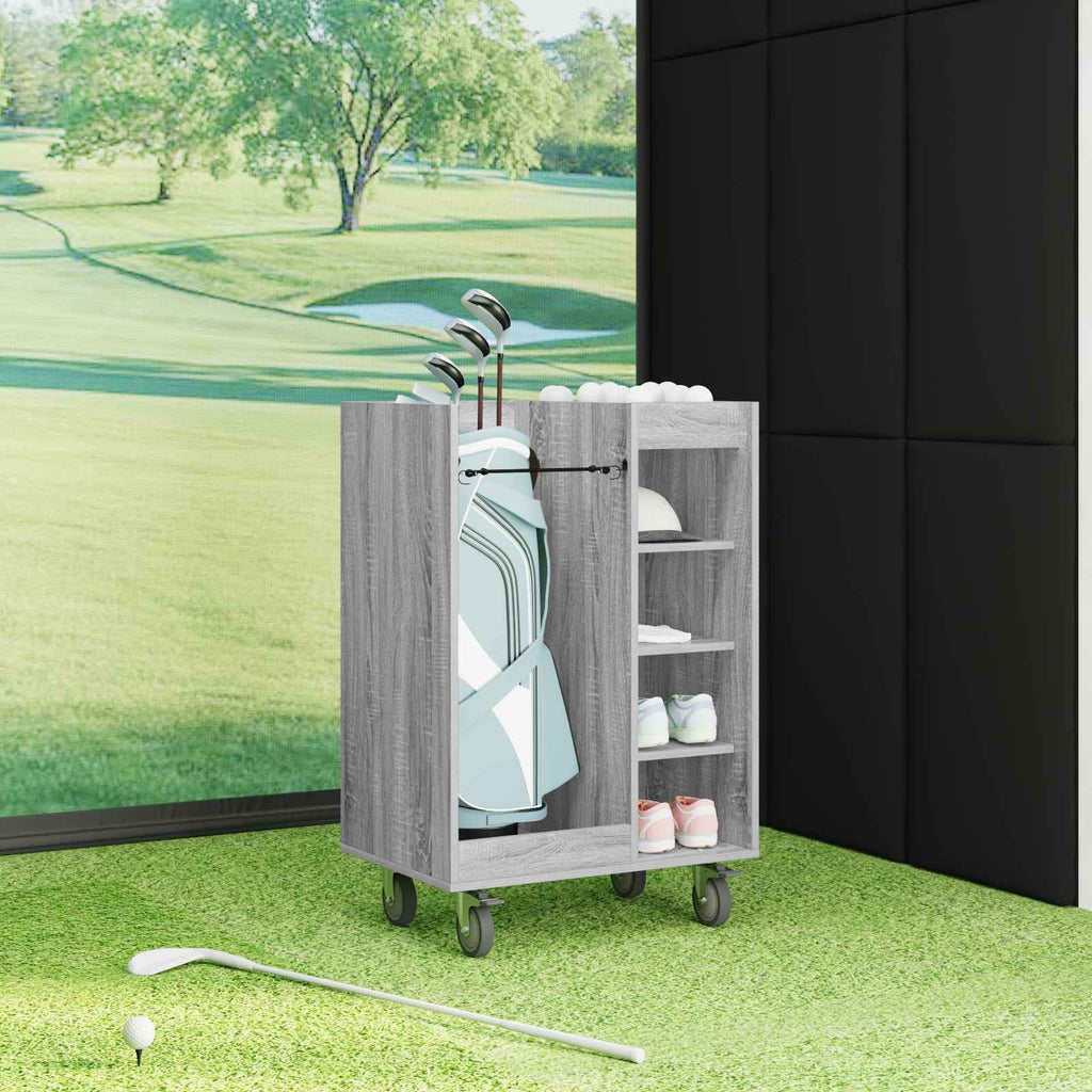 vidaXL Szafka golfowa z kołem Gładki Szary Sonoma 65 x 45 x 98 cm