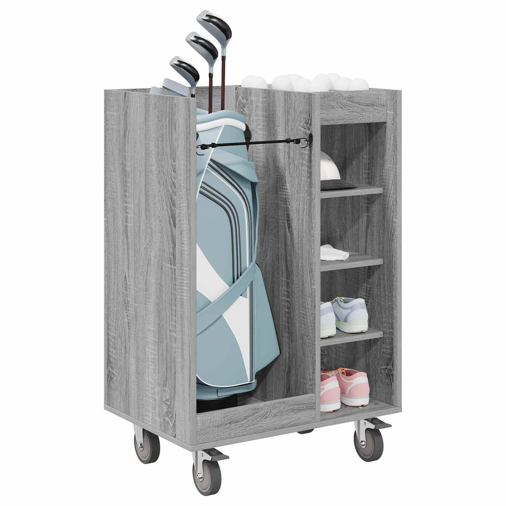 vidaXL Szafka golfowa z kołem Gładki Szary Sonoma 65 x 45 x 98 cm
