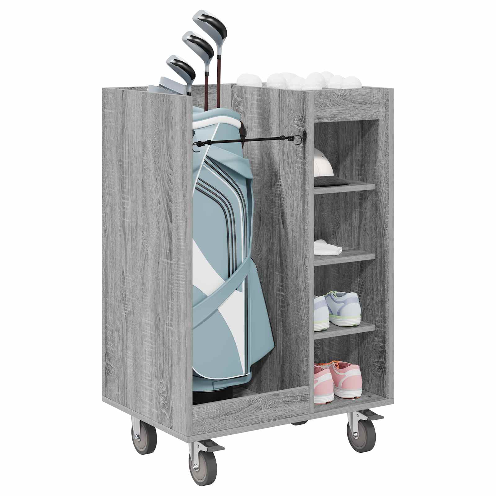 vidaXL Szafka golfowa z kołem Gładki Szary Sonoma 65 x 45 x 98 cm