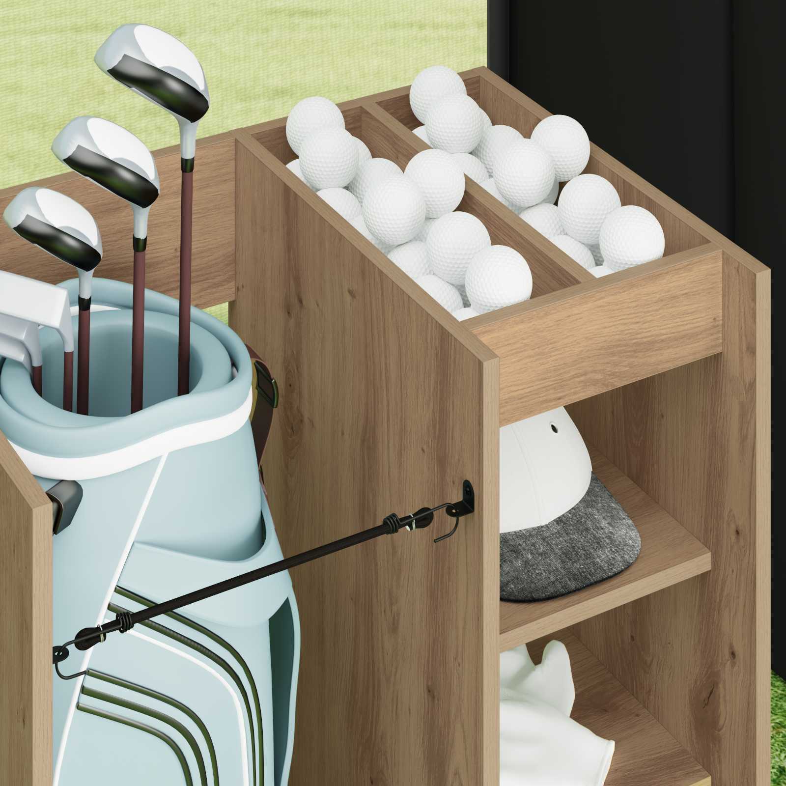 vidaXL Szafka golfowa z kołem Gładki Dąb rzemieślniczy 65 x 45 x 98 cm