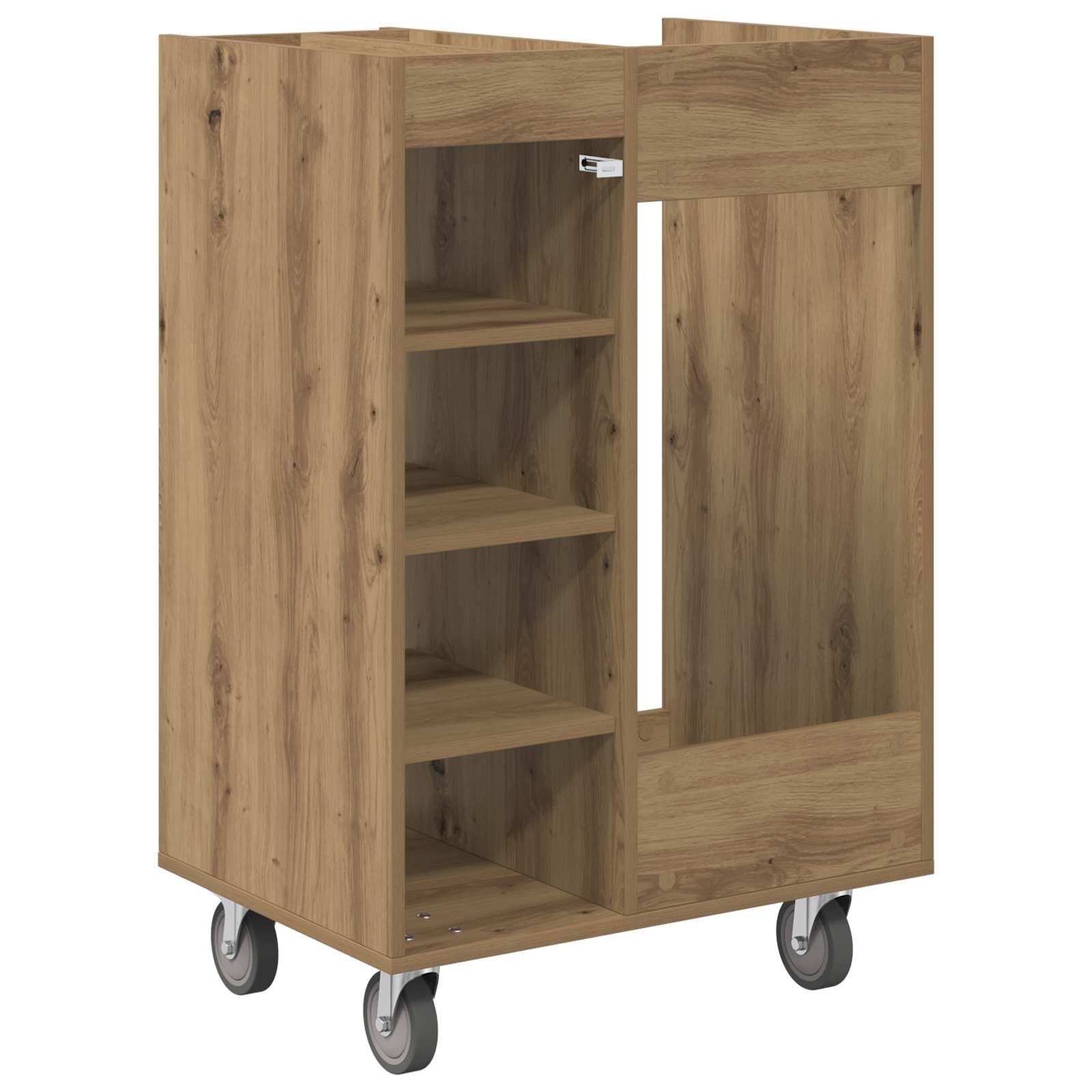 vidaXL Szafka golfowa z kołem Gładki Dąb rzemieślniczy 65 x 45 x 98 cm