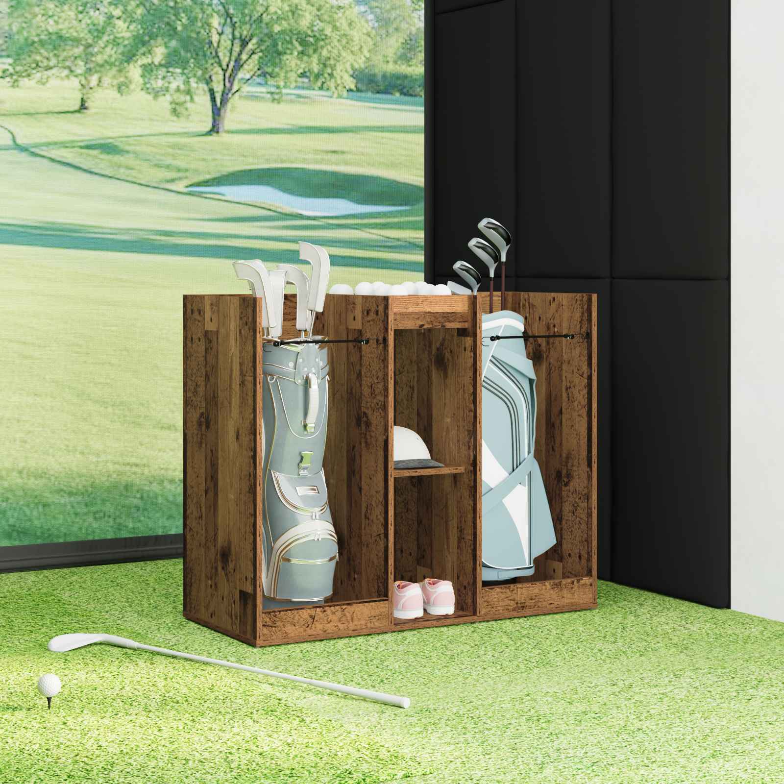 vidaXL Szafka golfowa Gładki Stare drewno 102 x 45 x 85,5 cm