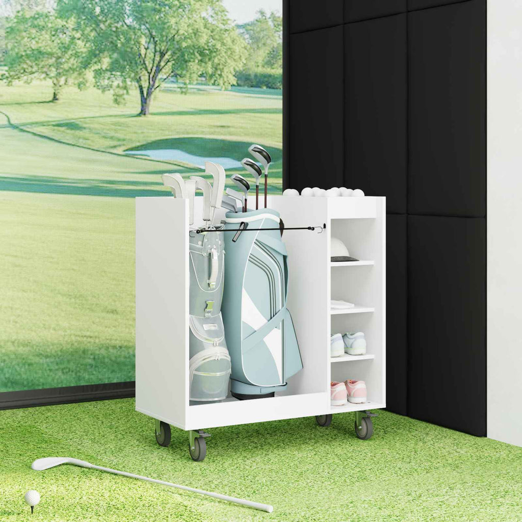 vidaXL Szafka golfowa z kołem Gładki Biały 90 x 45 x 98 cm