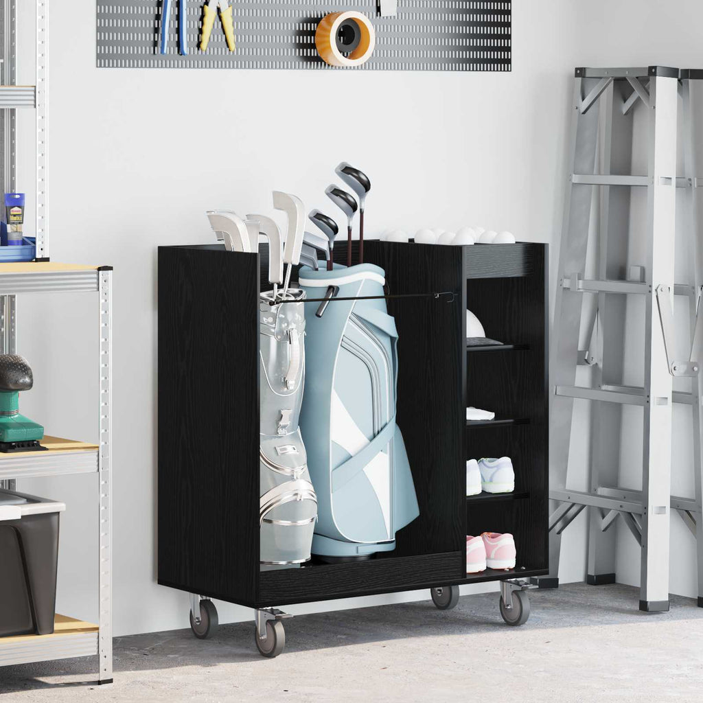 vidaXL Szafka golfowa z kołem Gładki Czarny Dąb 90 x 45 x 98 cm