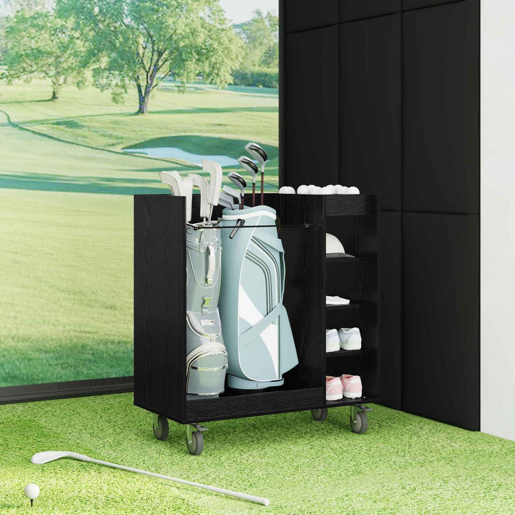 vidaXL Szafka golfowa z kołem Gładki Czarny Dąb 90 x 45 x 98 cm