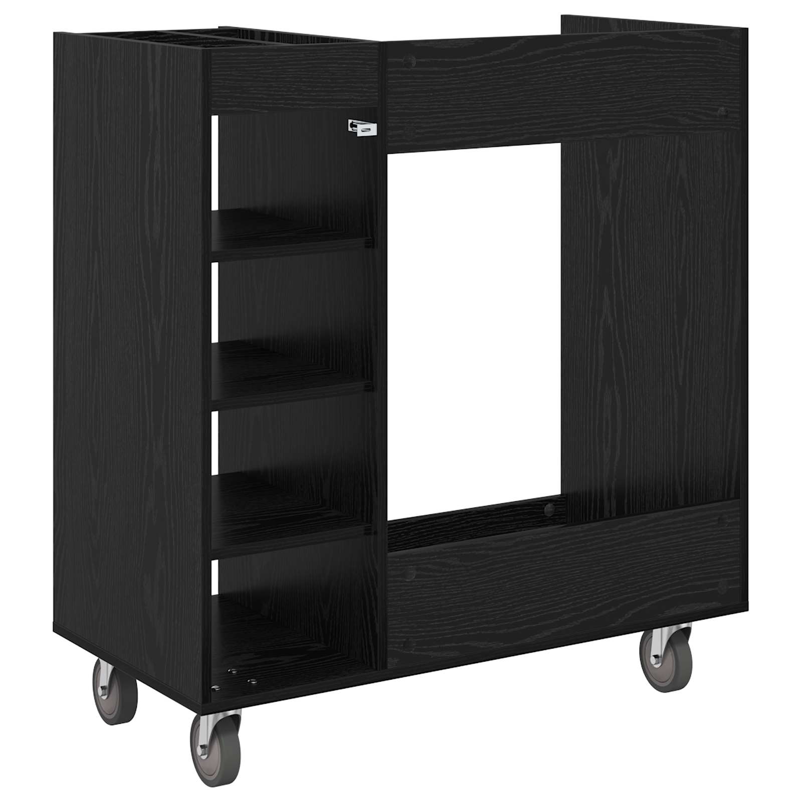 vidaXL Szafka golfowa z kołem Gładki Czarny Dąb 90 x 45 x 98 cm
