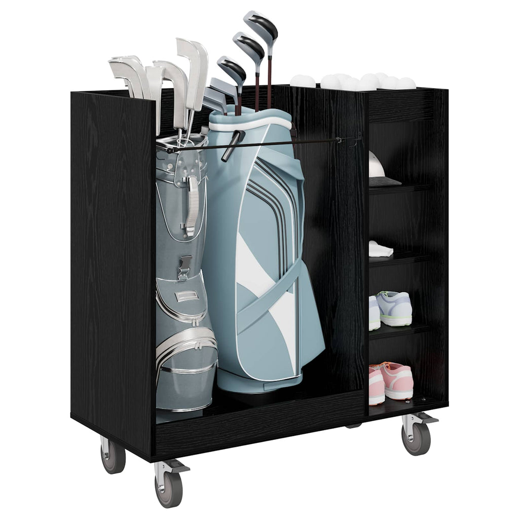 vidaXL Szafka golfowa z kołem Gładki Czarny Dąb 90 x 45 x 98 cm