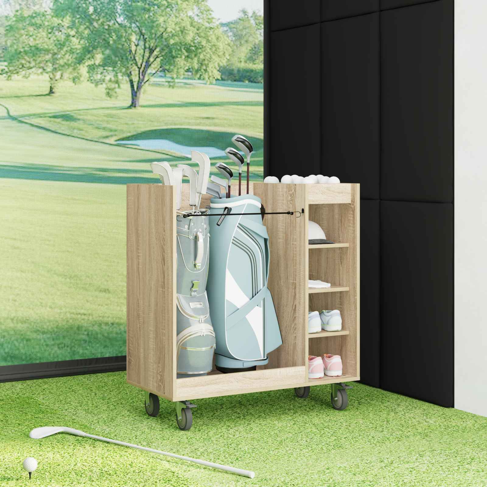 vidaXL Szafka golfowa z kołem Gładki Dąb Sonoma 90 x 45 x 98 cm