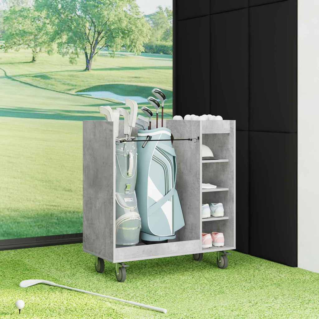 vidaXL Szafka golfowa z kołem Gładki Betonowy szary 90 x 45 x 98 cm