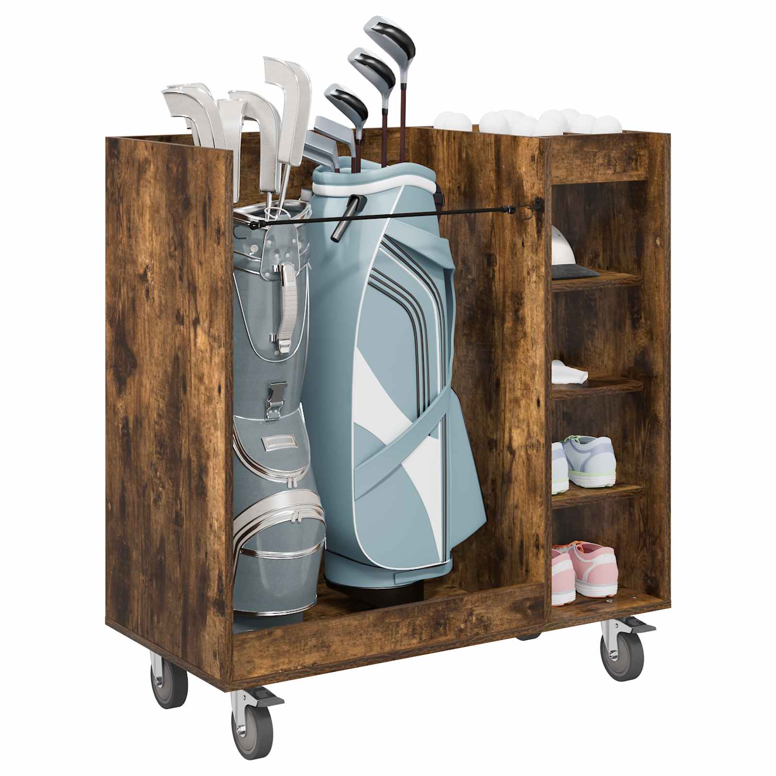 vidaXL Szafka golfowa z kołem Gładki Dąb wędzony 90 x 45 x 98 cm