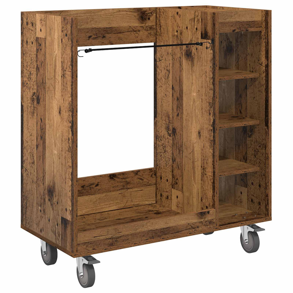 vidaXL Szafka golfowa z kołem Gładki Stare drewno 90 x 45 x 98 cm