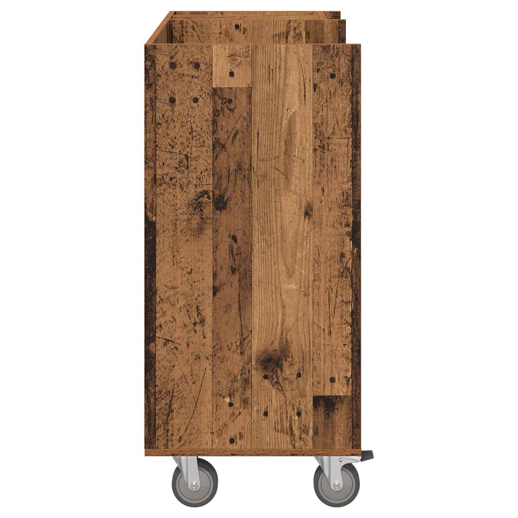 vidaXL Szafka golfowa z kołem Gładki Stare drewno 90 x 45 x 98 cm