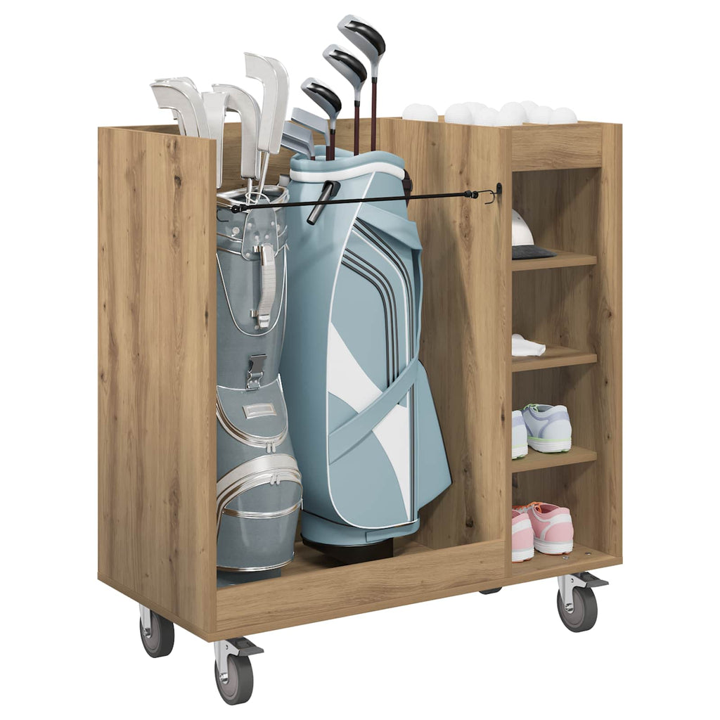vidaXL Szafka golfowa z kołem Gładki Dąb rzemieślniczy 90 x 45 x 98 cm