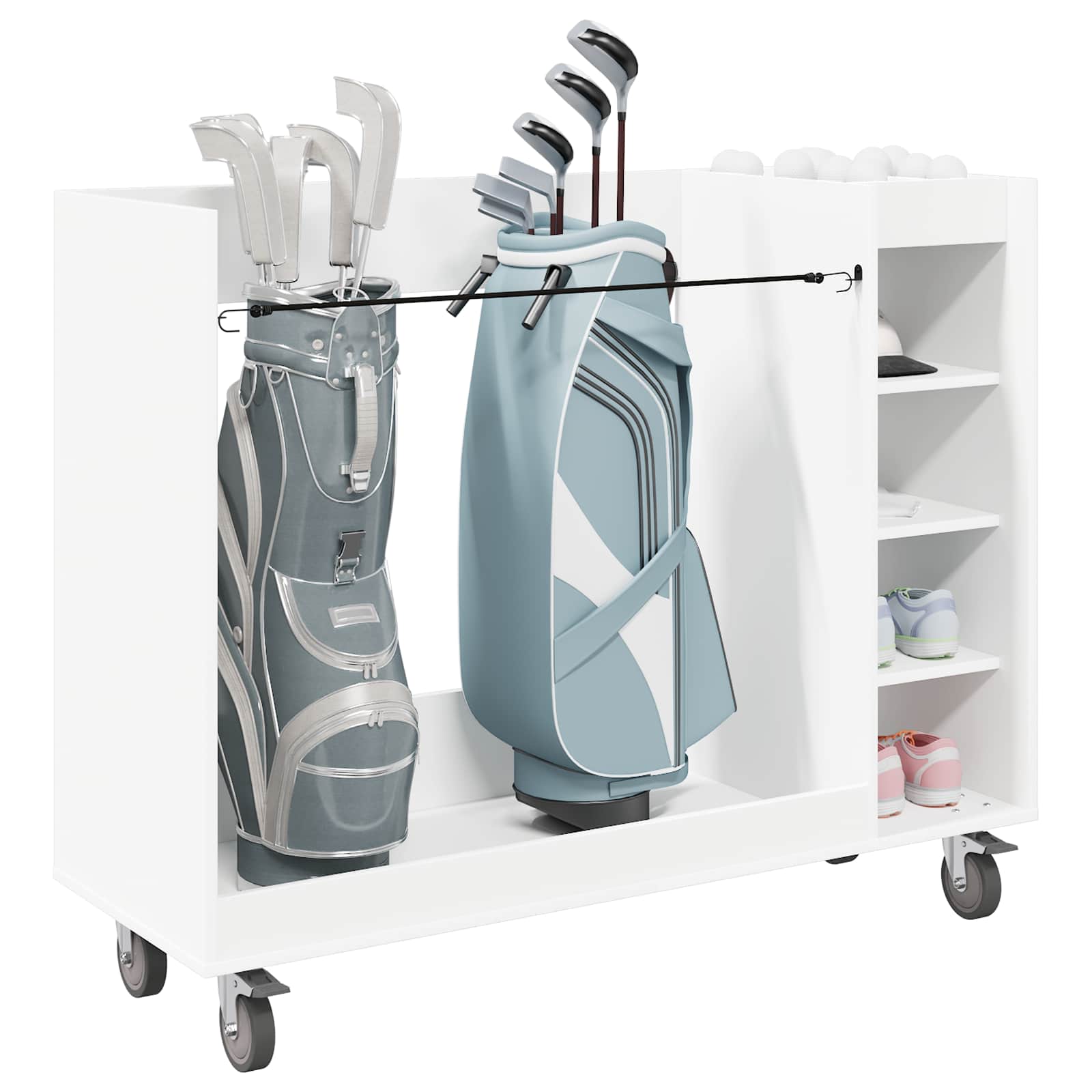 vidaXL Szafka golfowa z kołem Gładki Biały 120 x 45 x 98 cm