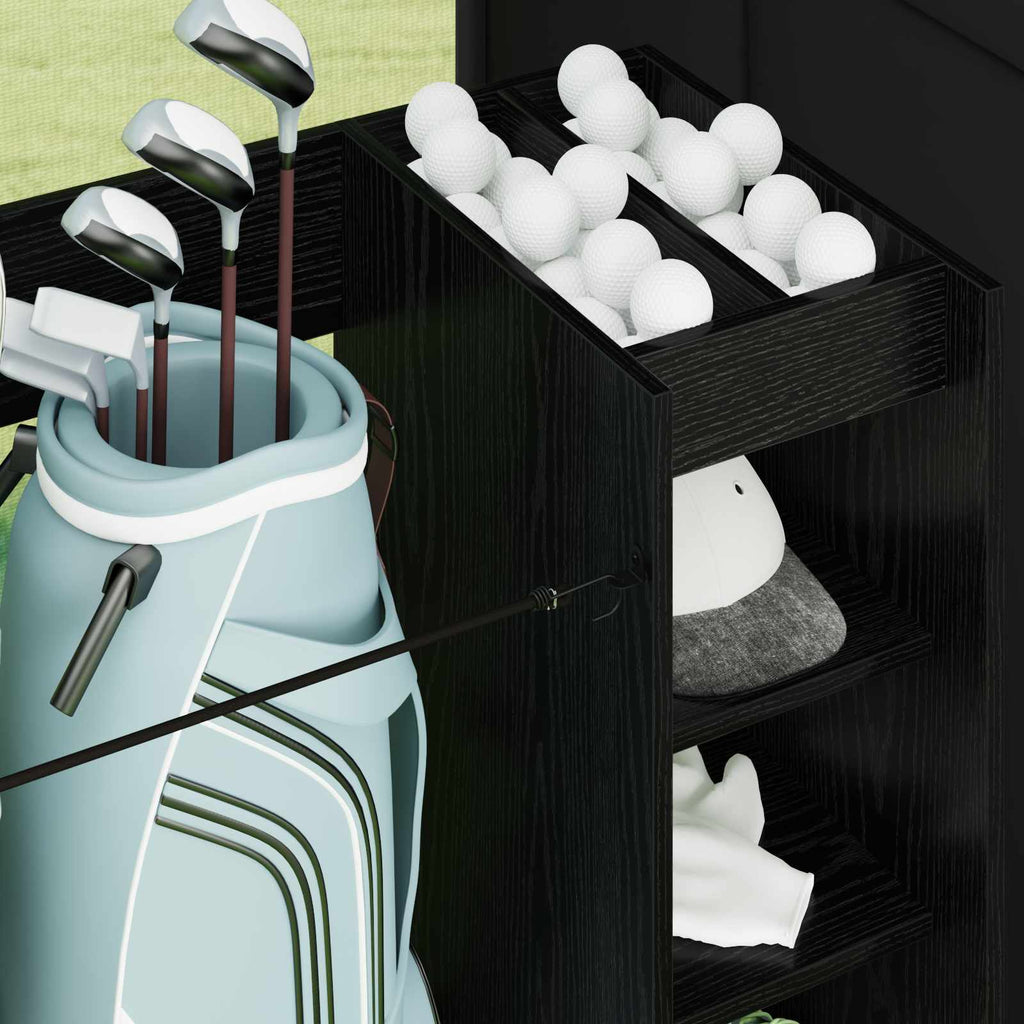 vidaXL Szafka golfowa z kołem Gładki Czarny Dąb 120 x 45 x 98 cm