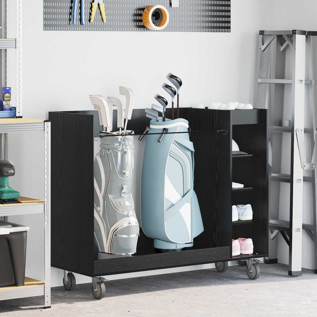 vidaXL Szafka golfowa z kołem Gładki Czarny Dąb 120 x 45 x 98 cm