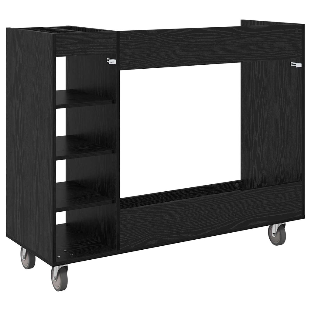 vidaXL Szafka golfowa z kołem Gładki Czarny Dąb 120 x 45 x 98 cm