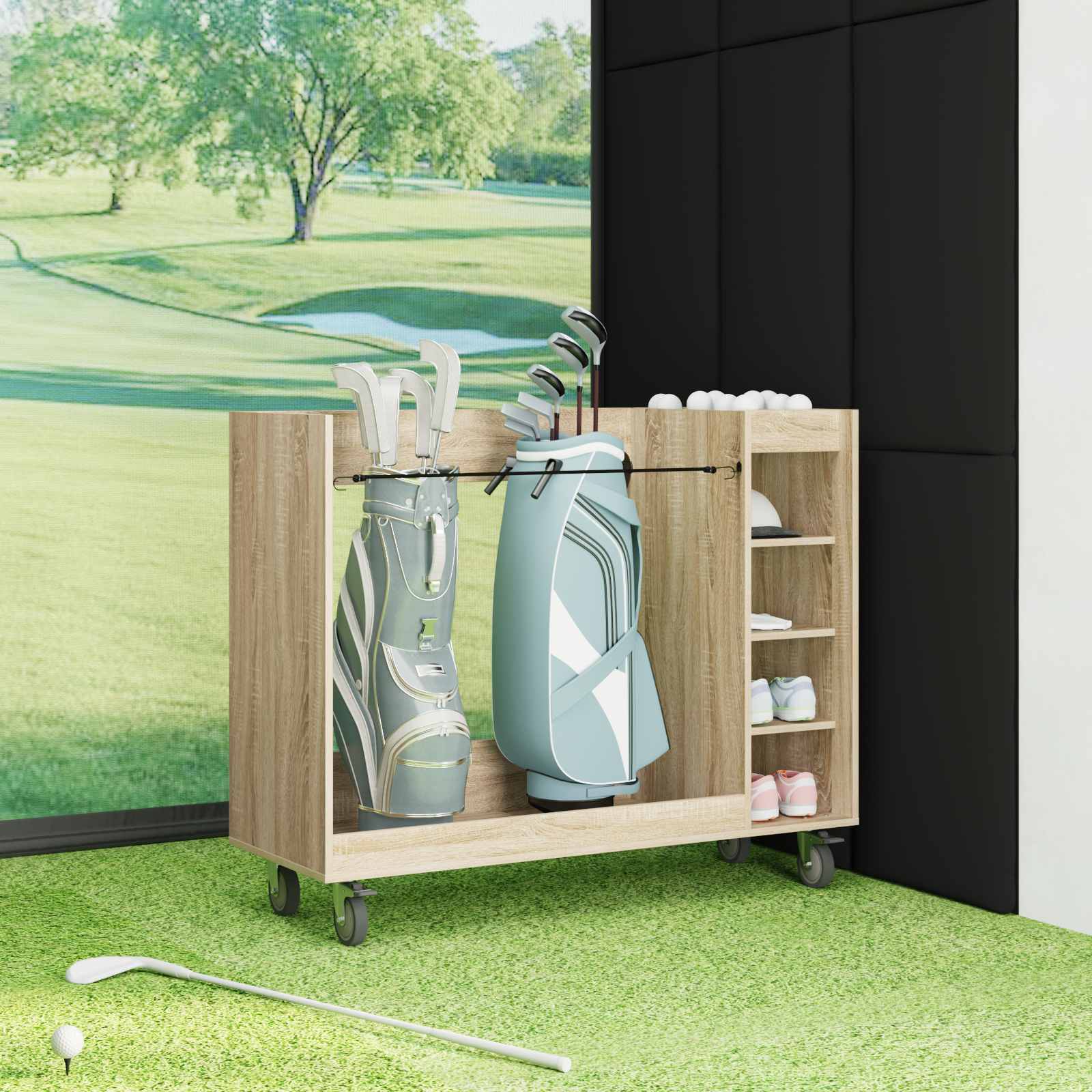 vidaXL Szafka golfowa z kołem Gładki Dąb Sonoma 120 x 45 x 98 cm