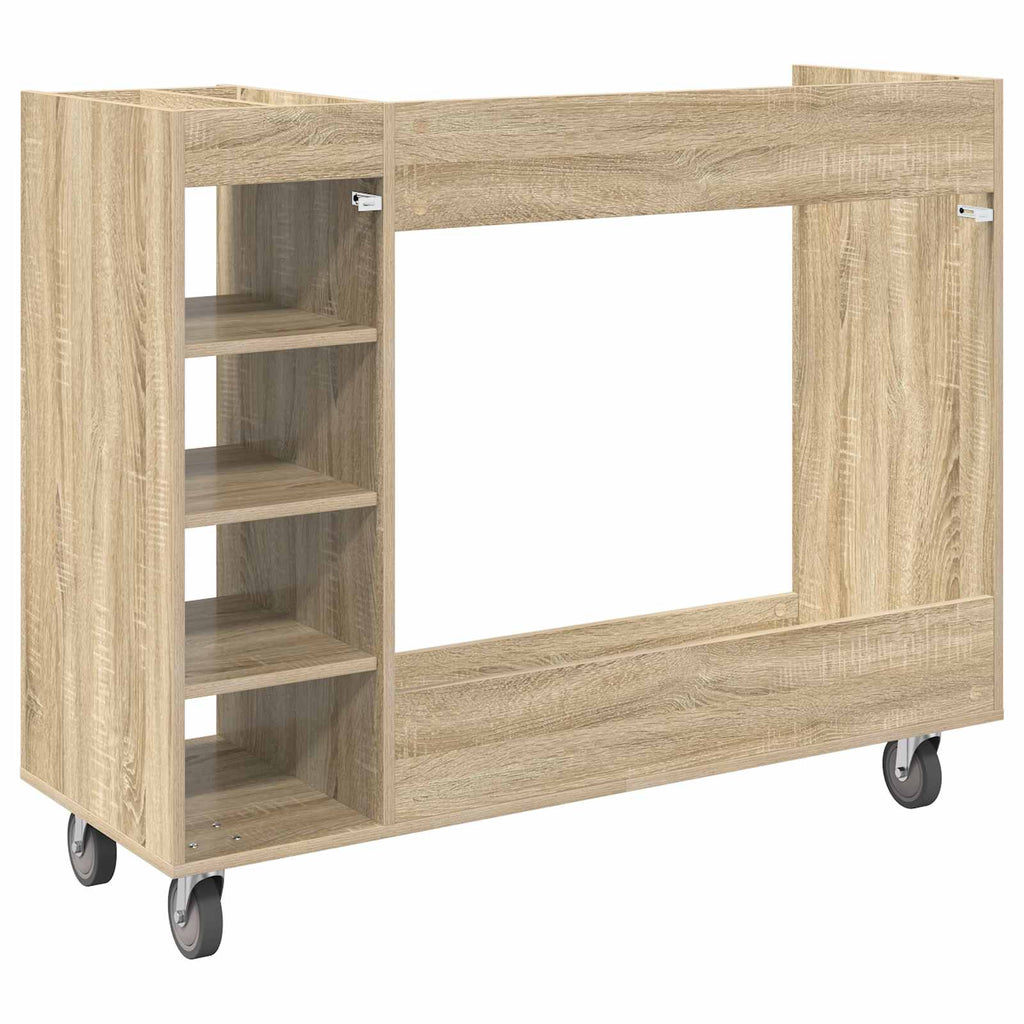 vidaXL Szafka golfowa z kołem Gładki Dąb Sonoma 120 x 45 x 98 cm