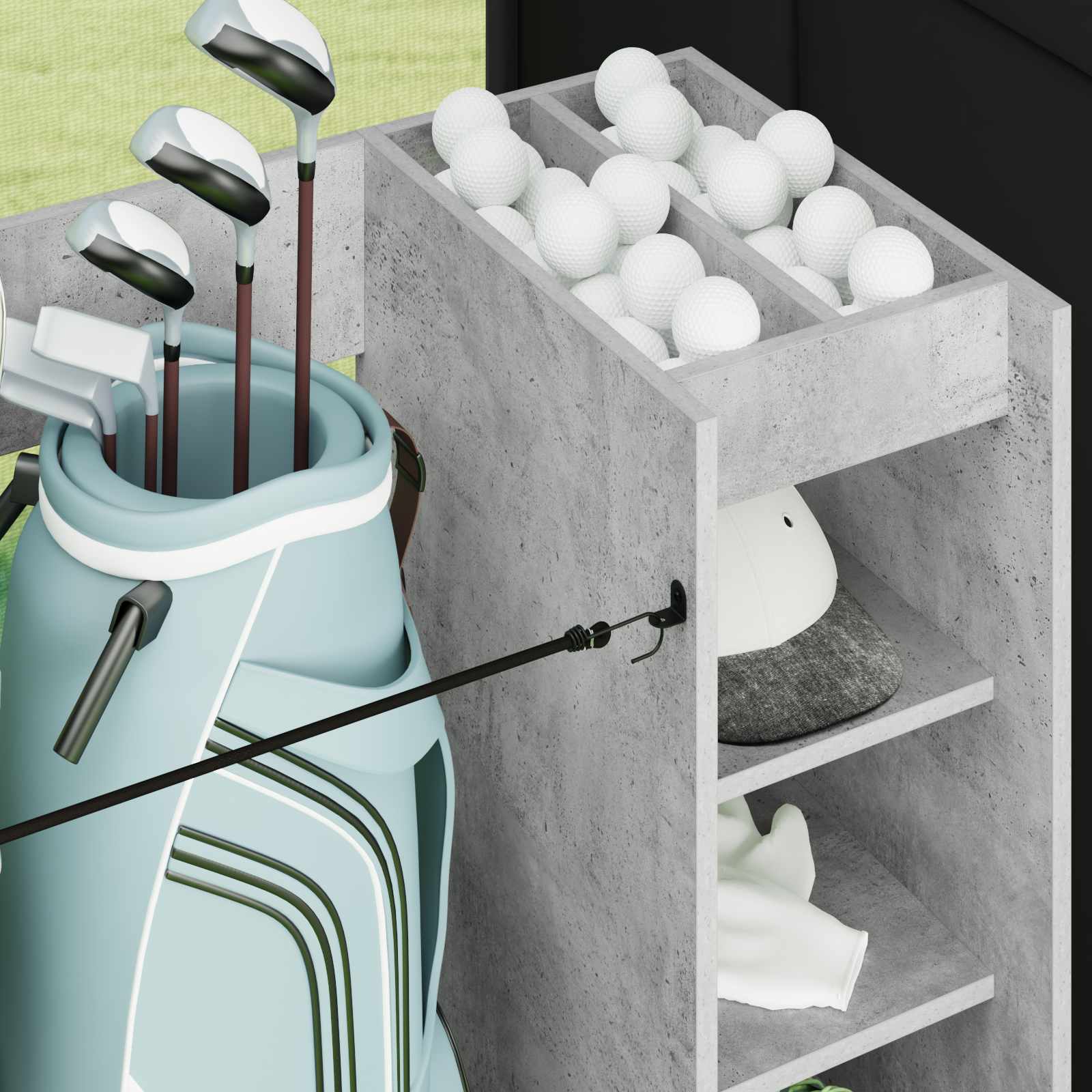 vidaXL Szafka golfowa z kołem Gładki Betonowy szary 120 x 45 x 98 cm