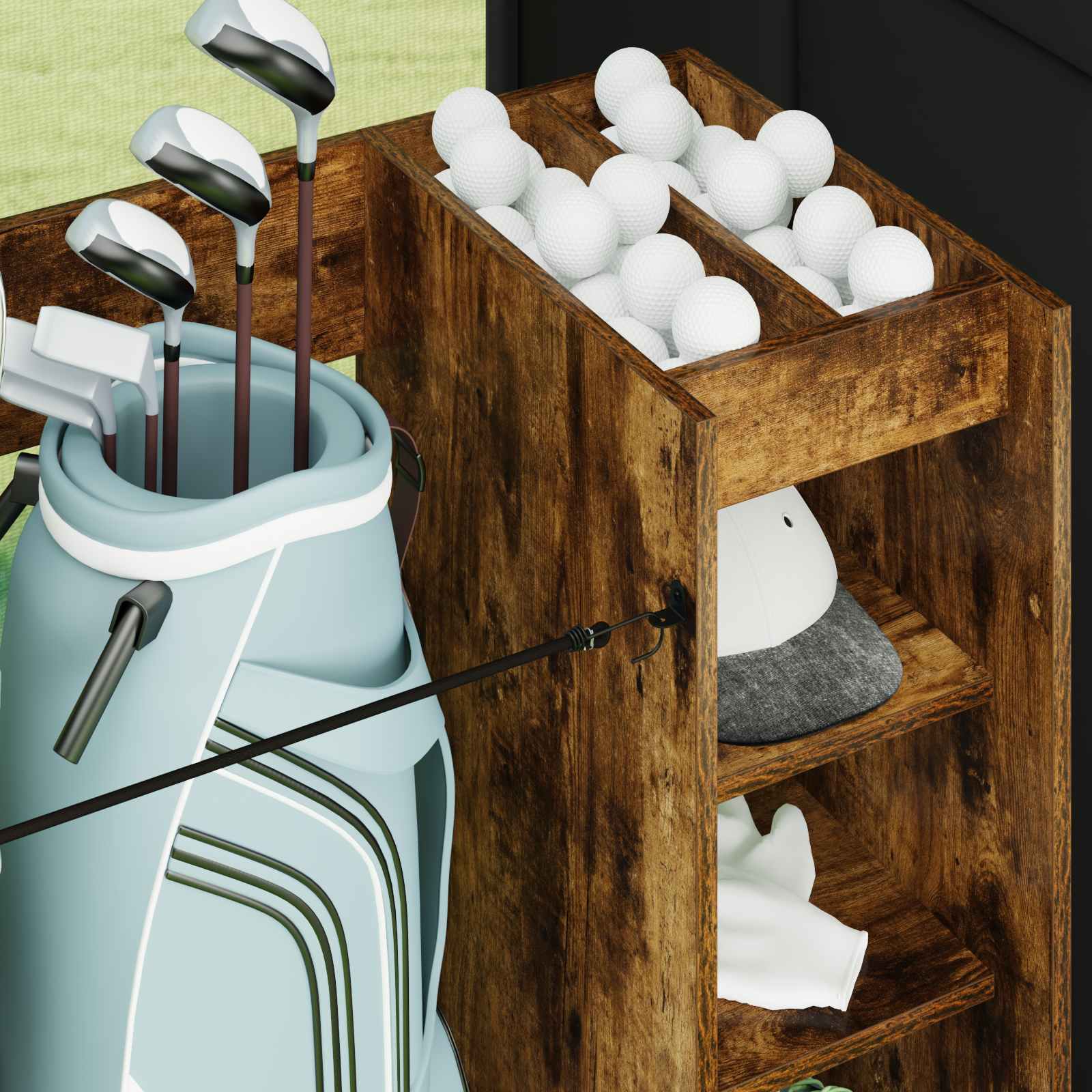 vidaXL Szafka golfowa z kołem Gładki Dąb wędzony 120 x 45 x 98 cm