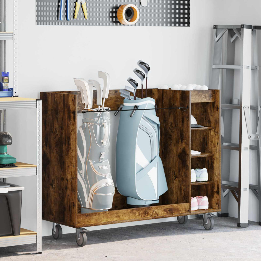 vidaXL Szafka golfowa z kołem Gładki Dąb wędzony 120 x 45 x 98 cm