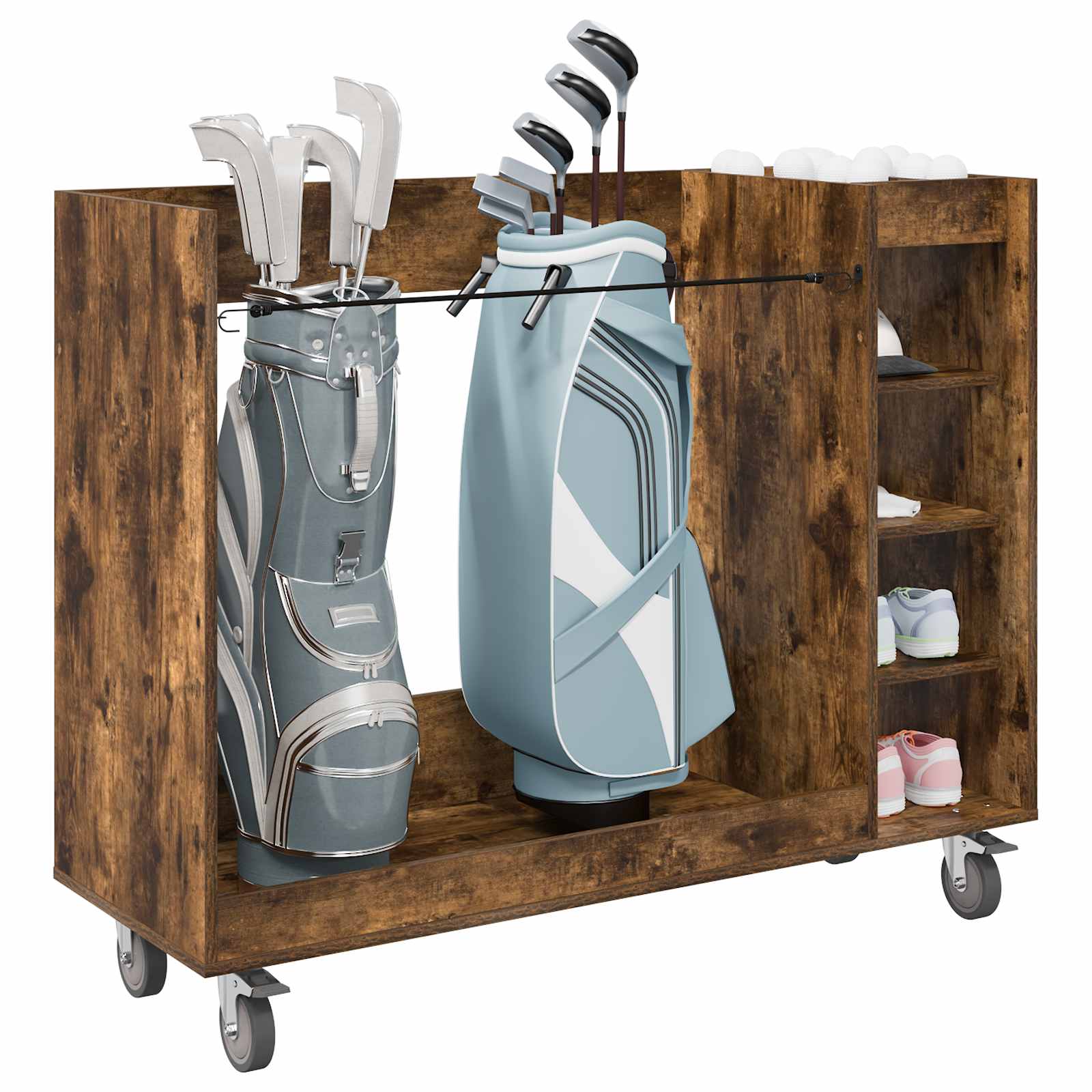 vidaXL Szafka golfowa z kołem Gładki Dąb wędzony 120 x 45 x 98 cm