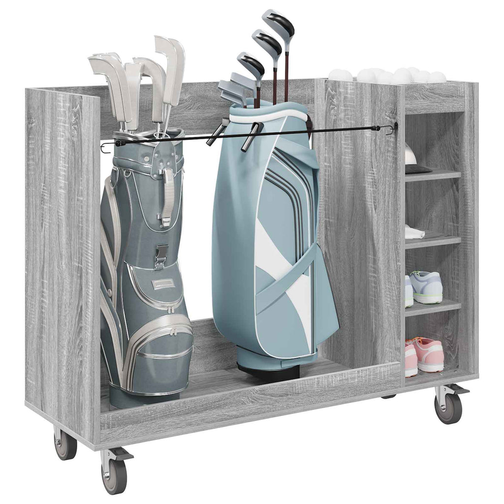 vidaXL Szafka golfowa z kołem Gładki Szary Sonoma 120 x 45 x 98 cm
