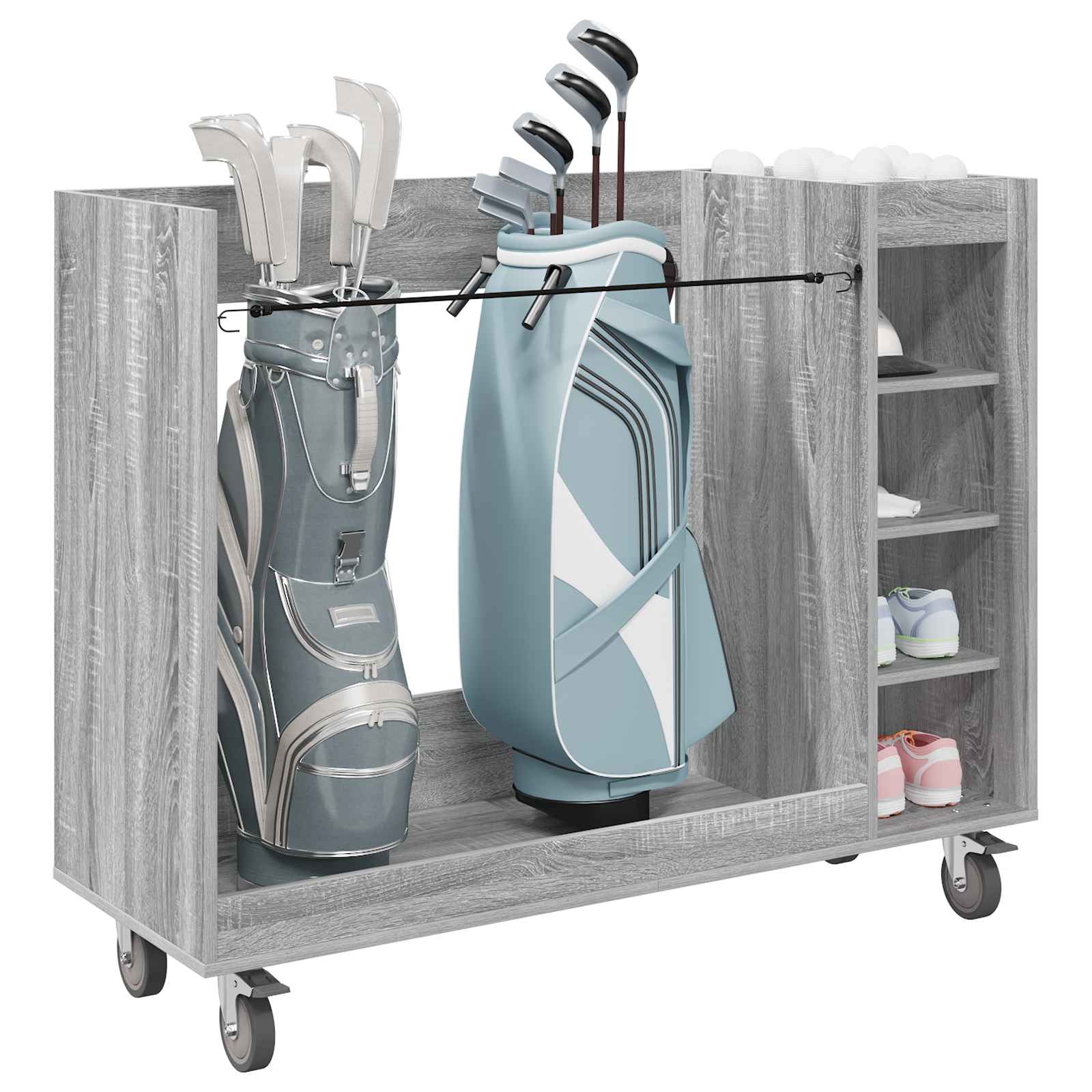 vidaXL Szafka golfowa z kołem Gładki Szary Sonoma 120 x 45 x 98 cm