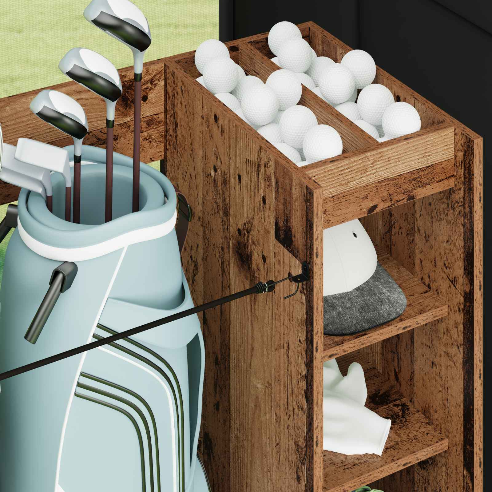 vidaXL Szafka golfowa z kołem Gładki Stare drewno 120 x 45 x 98 cm