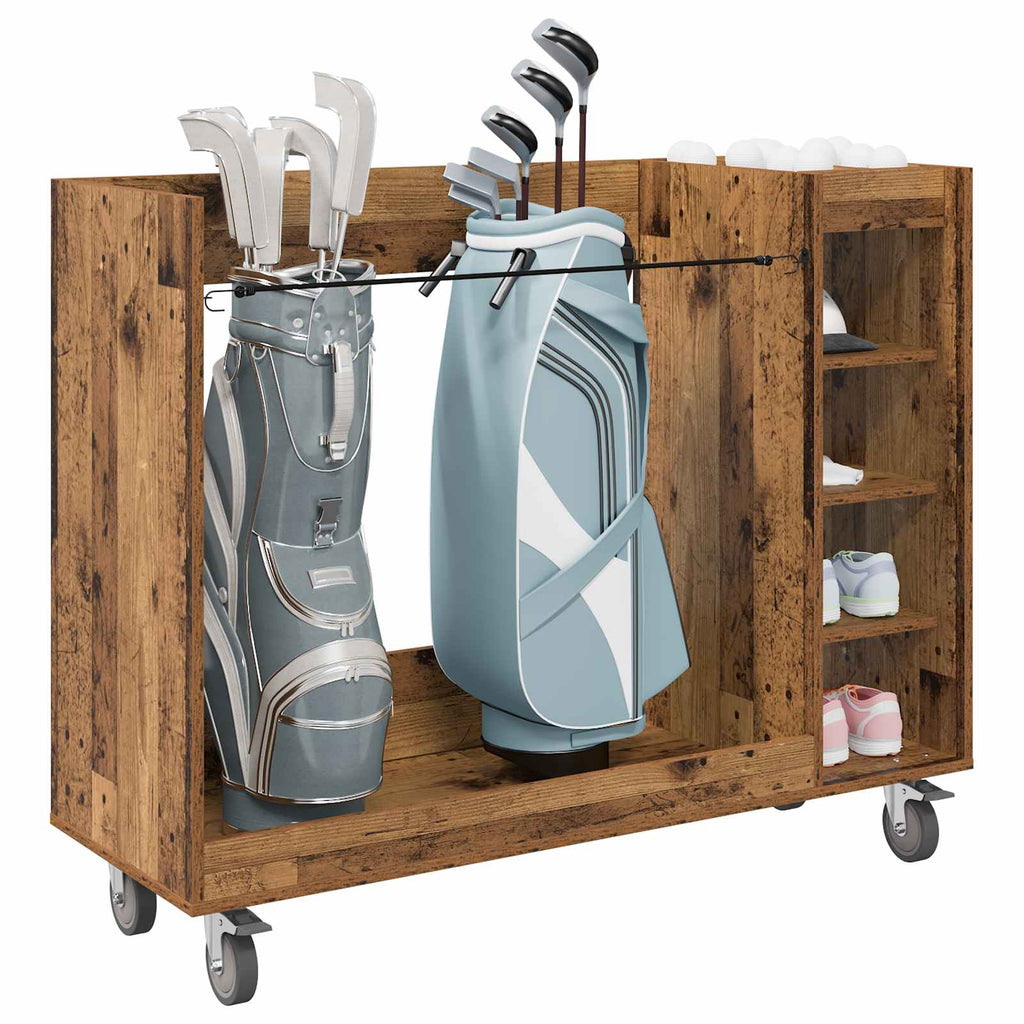 vidaXL Szafka golfowa z kołem Gładki Stare drewno 120 x 45 x 98 cm