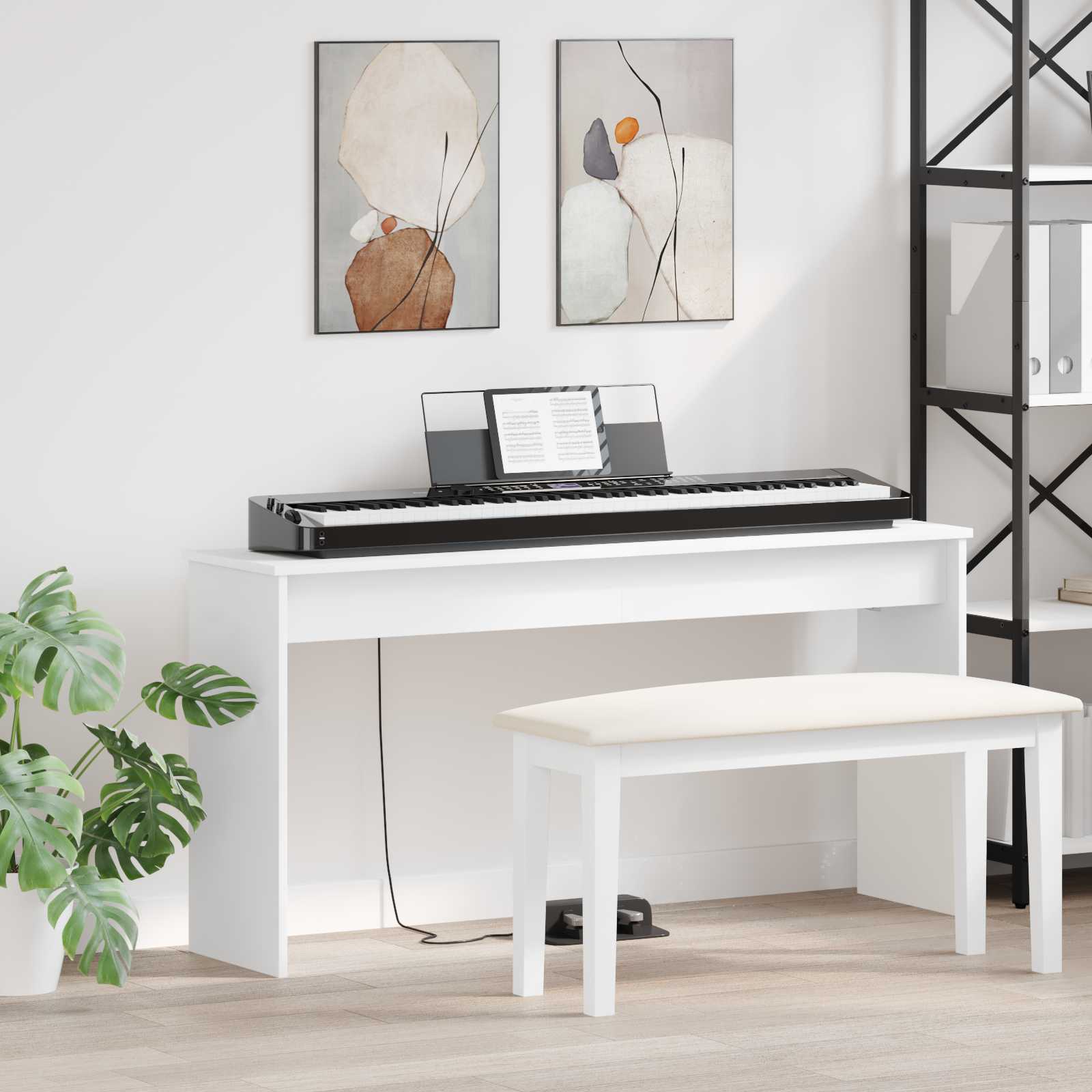 vidaXL Stojak na keyboard Biały 130 x 32 x 64 cm