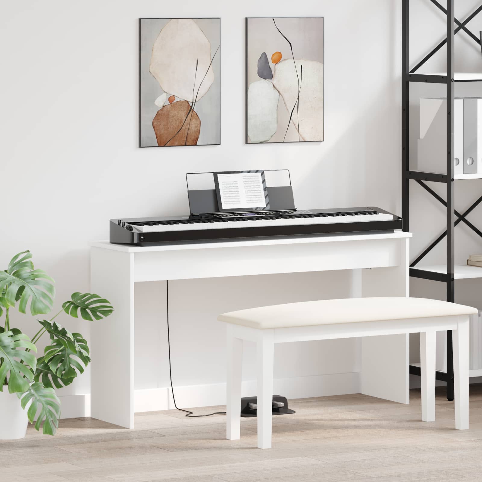 vidaXL Stojak na keyboard Biały 120 x 32 x 64 cm