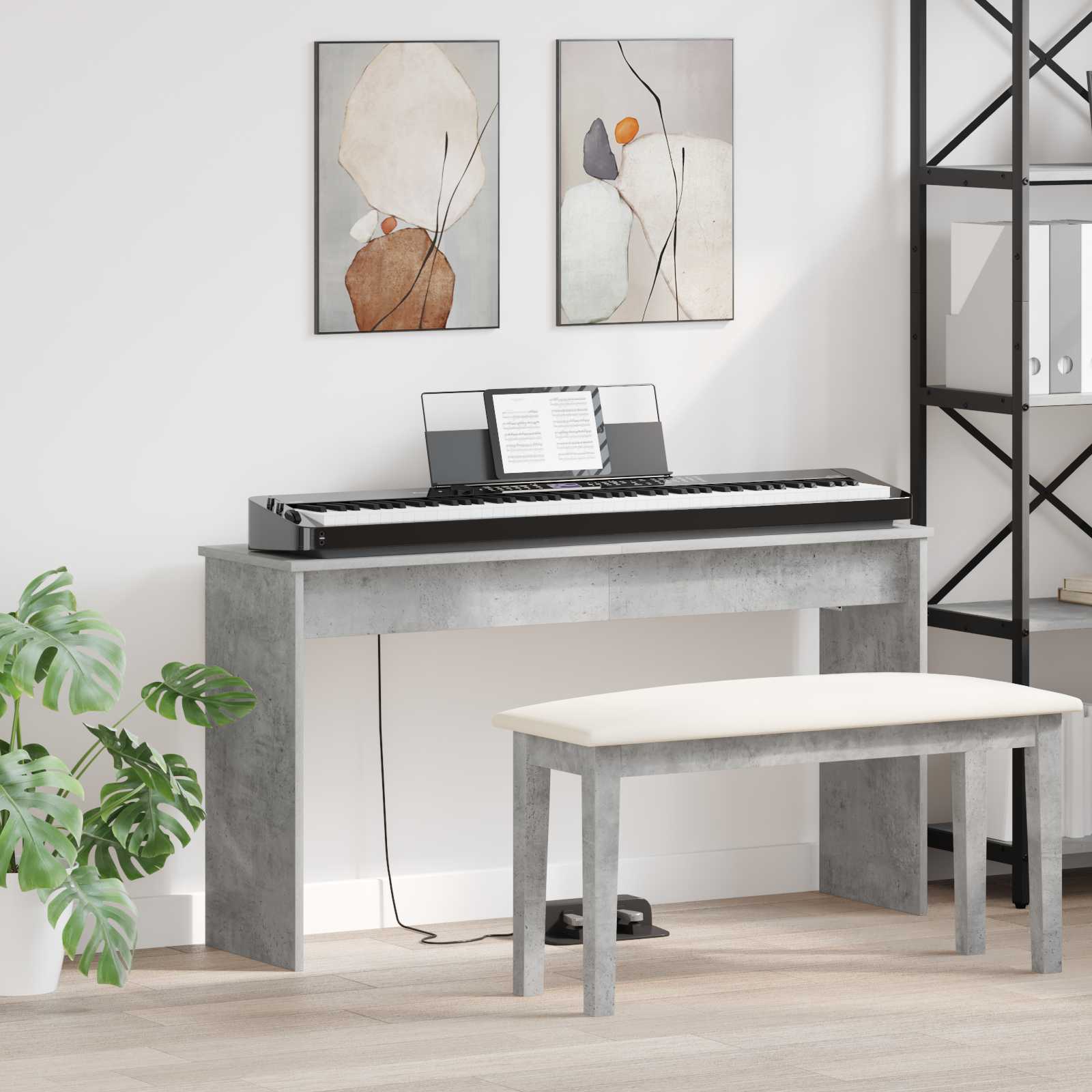 vidaXL Stojak na keyboard Betonowy szary 120 x 32 x 64 cm