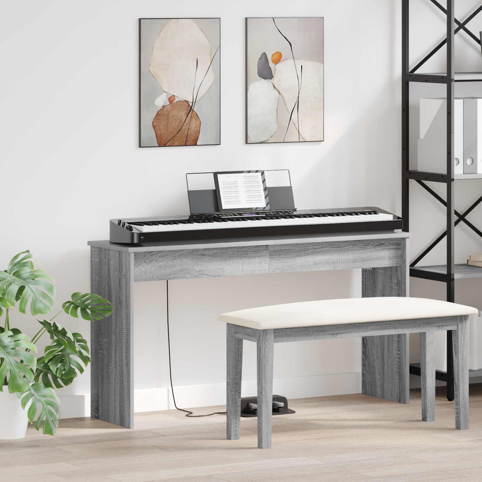 vidaXL Stojak na keyboard Szary Sonoma 120 x 32 x 64 cm