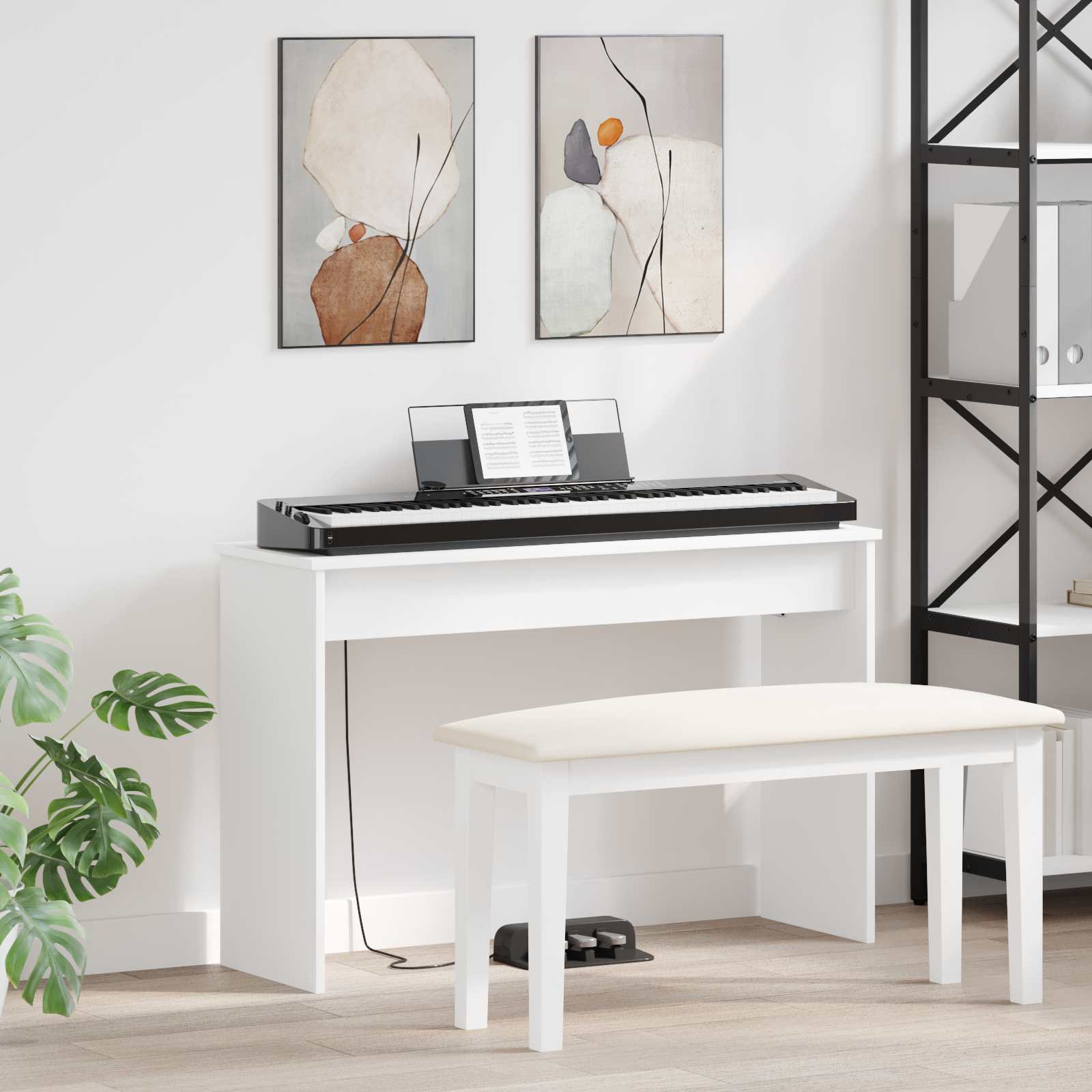 vidaXL Stojak na keyboard Biały 100 x 32 x 64 cm