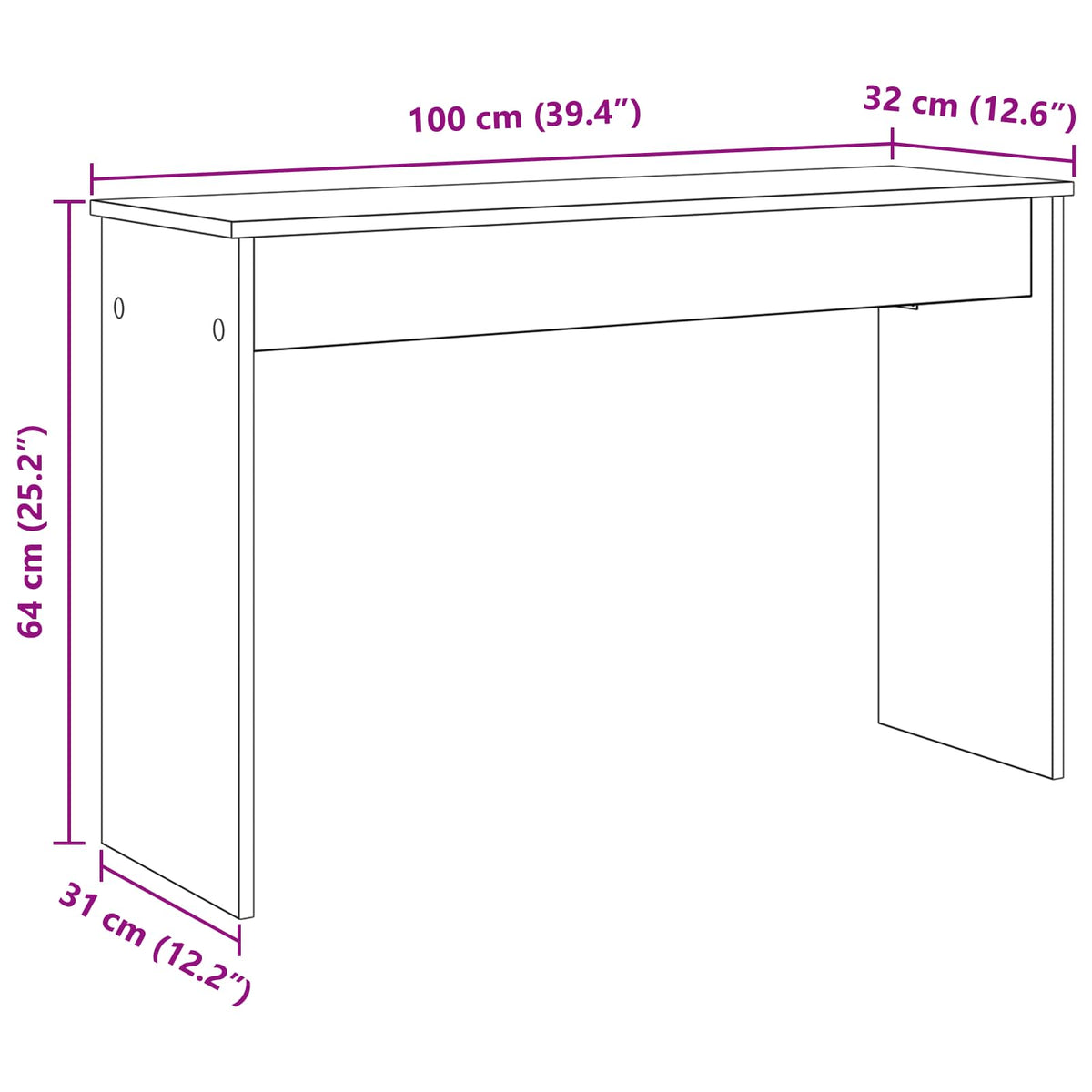 vidaXL Stojak na keyboard Dąb Sonoma 100 x 32 x 64 cm