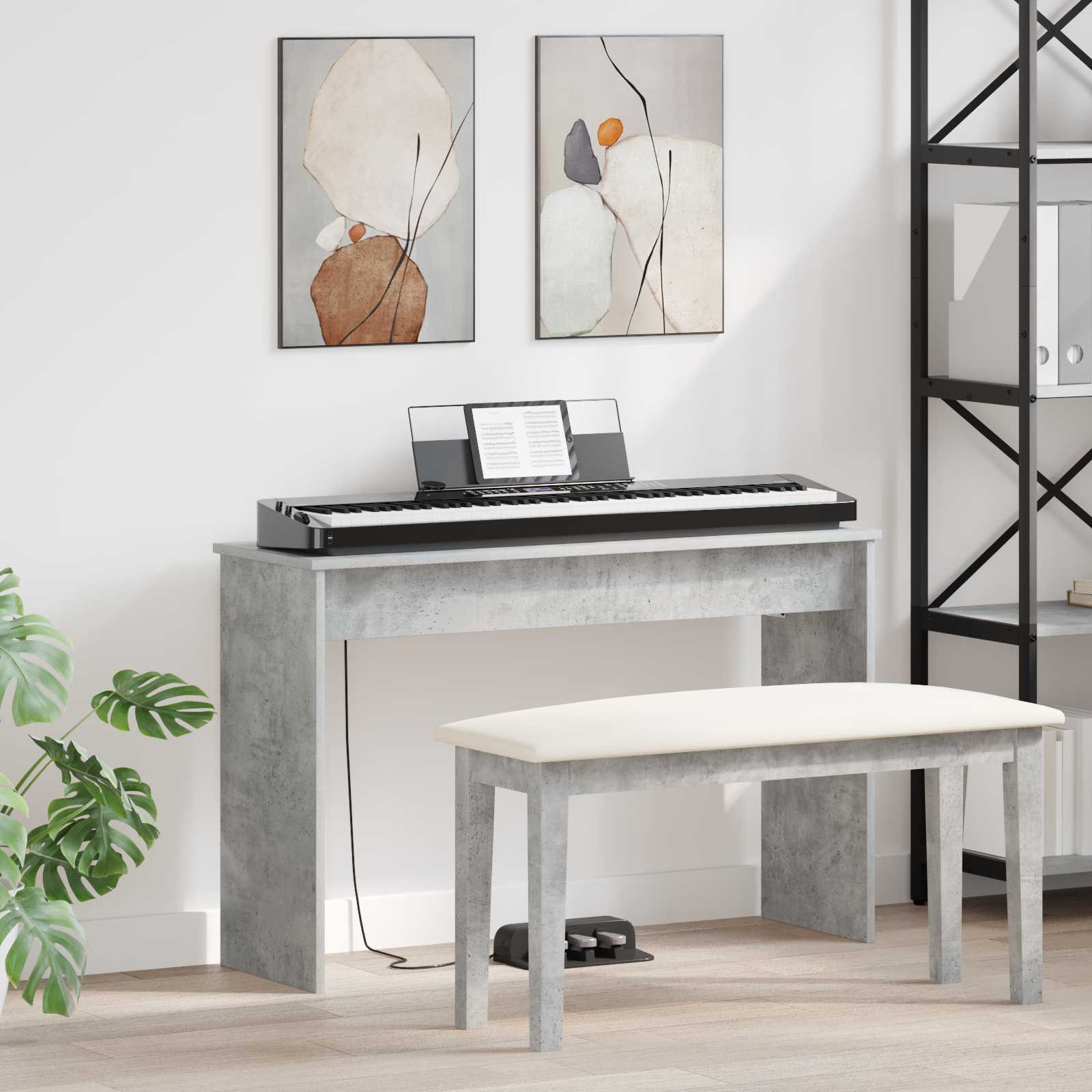 vidaXL Stojak na keyboard Betonowy szary 100 x 32 x 64 cm