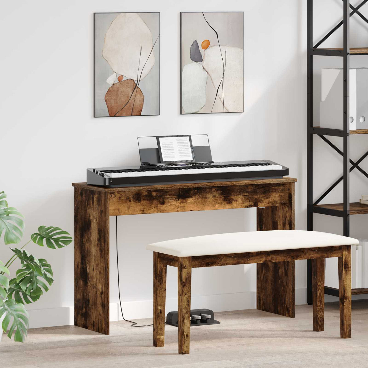 vidaXL Stojak na keyboard Dąb wędzony 100 x 32 x 64 cm