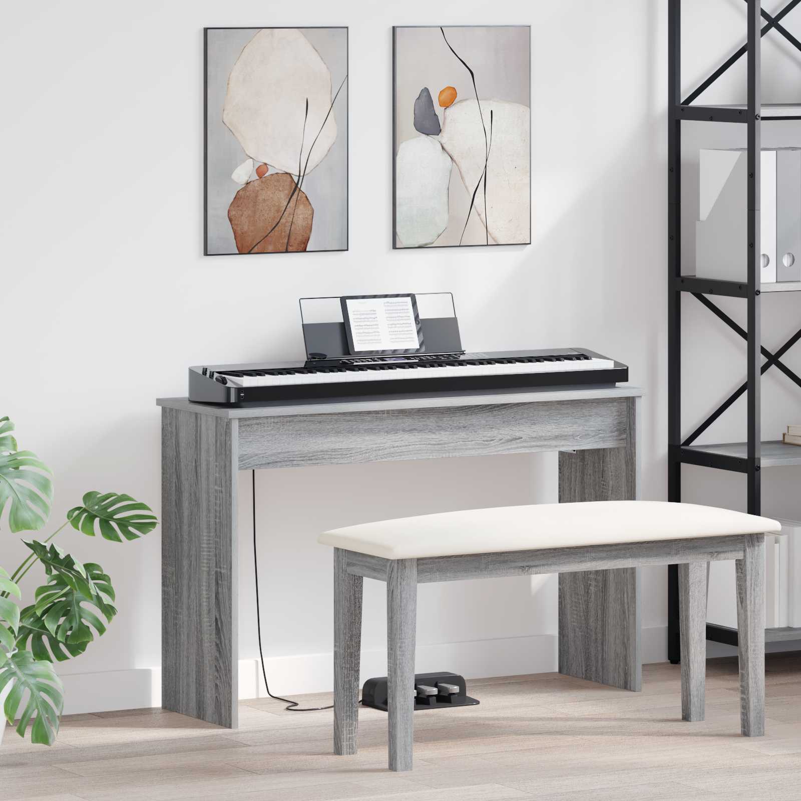 vidaXL Stojak na keyboard Szary Sonoma 100 x 32 x 64 cm